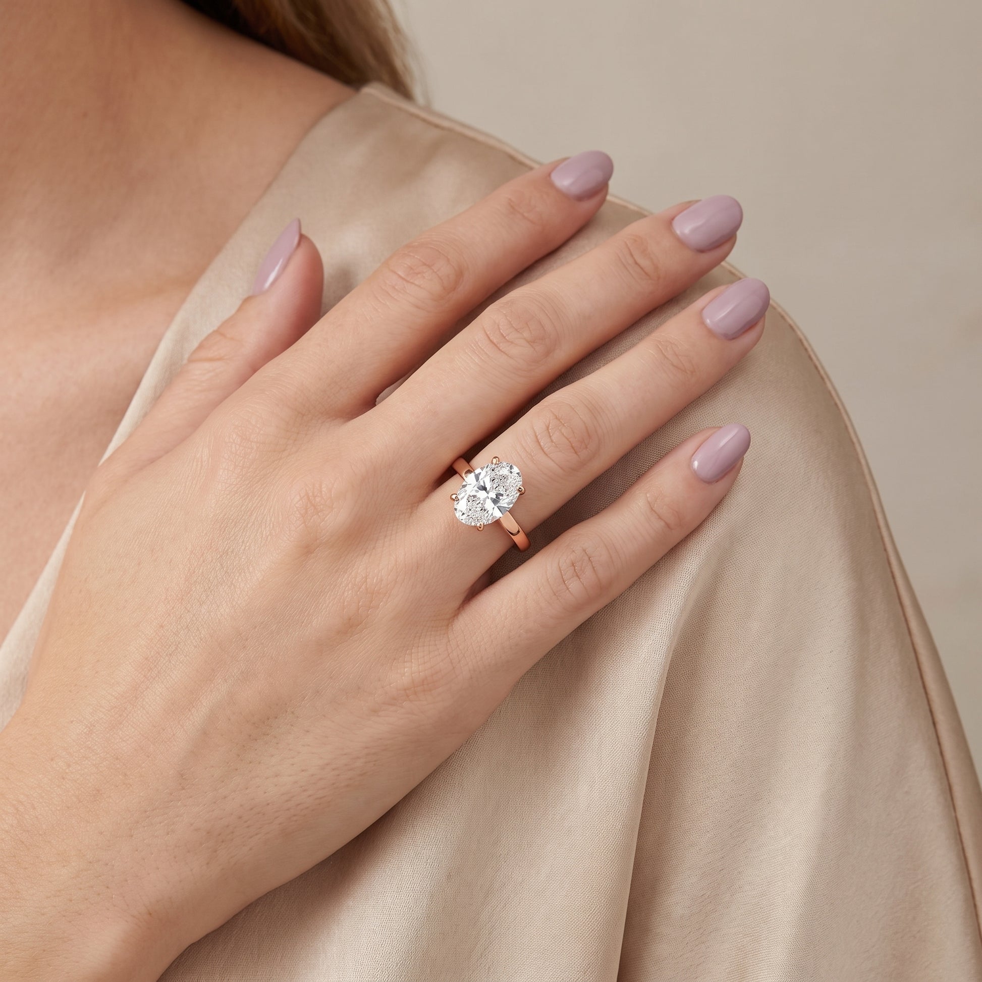 Delia Solitaire Oval Diamond Engagement Ring in Rose Gold - model.jpg
