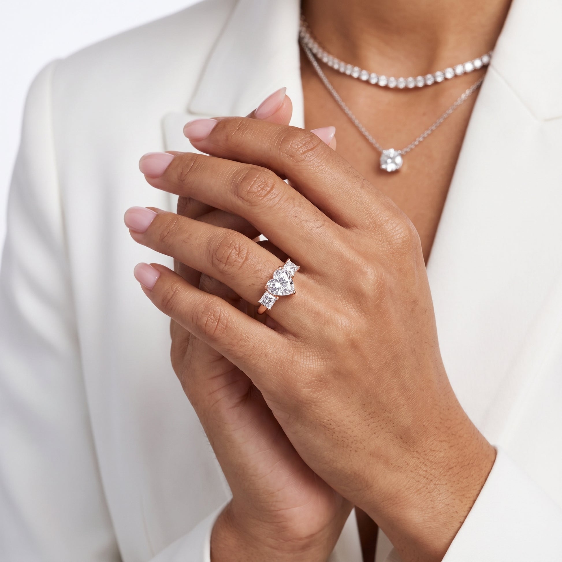 Sienna Three-Stone Heart Diamond Ring in Rose Gold - model.jpg