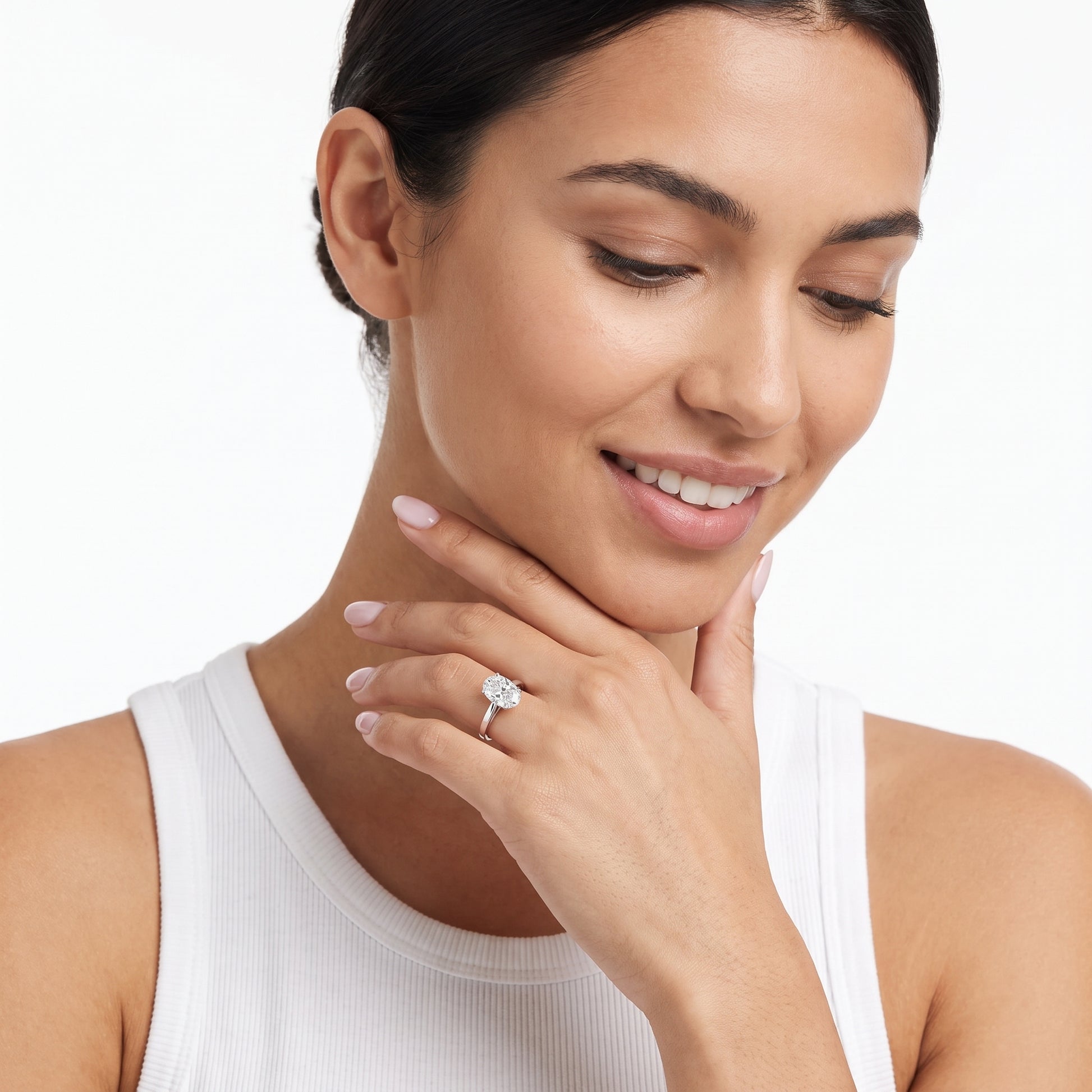 Kaia Solitaire Oval Diamond Ring in Platinum - model.jpg