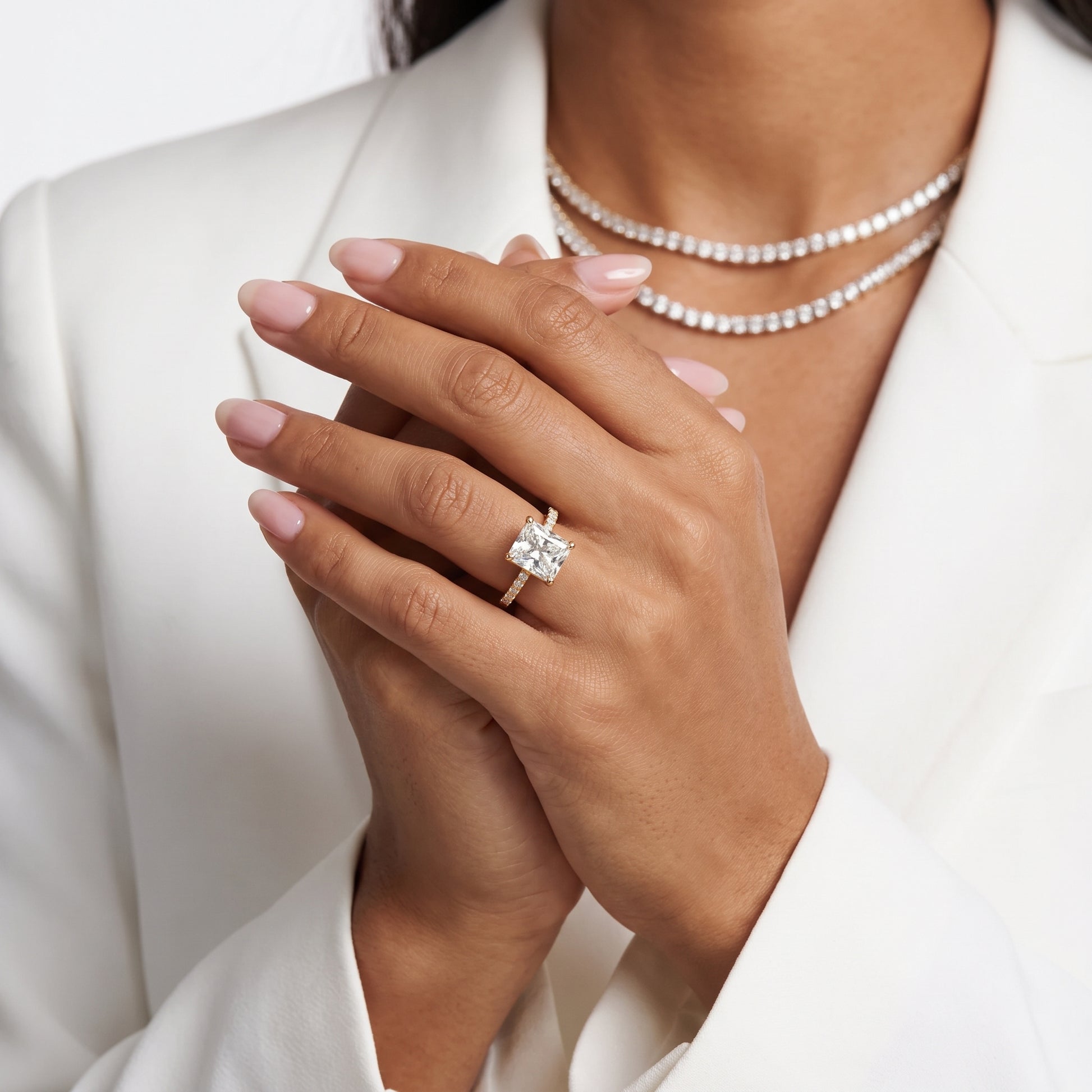 Rosie Solitaire Basket Radiant Diamond Engagement Ring in Yellow Gold - model.jpg