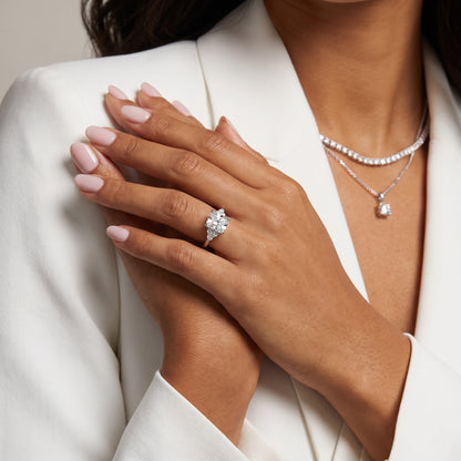 Anya Sidestone Cluster Radiant Diamond Ring in White Gold - model.jpg