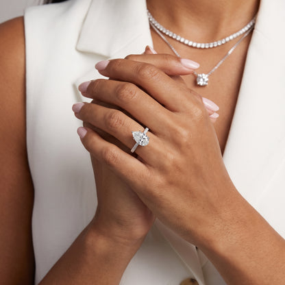 Della Hidden Halo Pavé Pear Diamond Engagement Ring in White Gold - model.jpg
