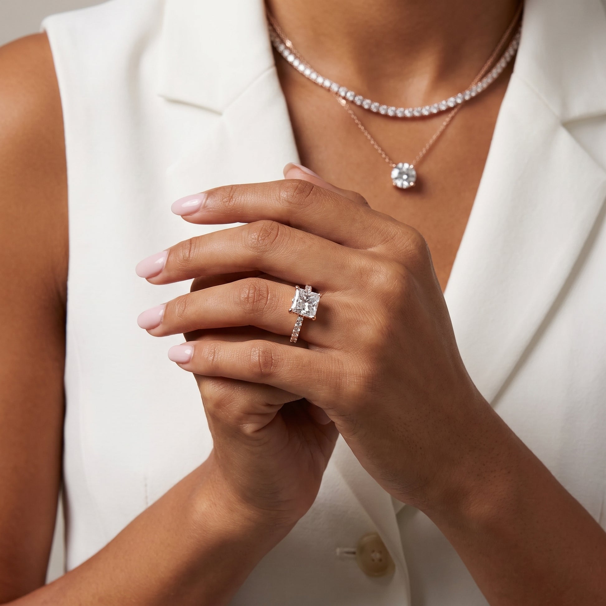 Gia Hidden Halo Pavé Princess Diamond Ring in Rose Gold - model.jpg