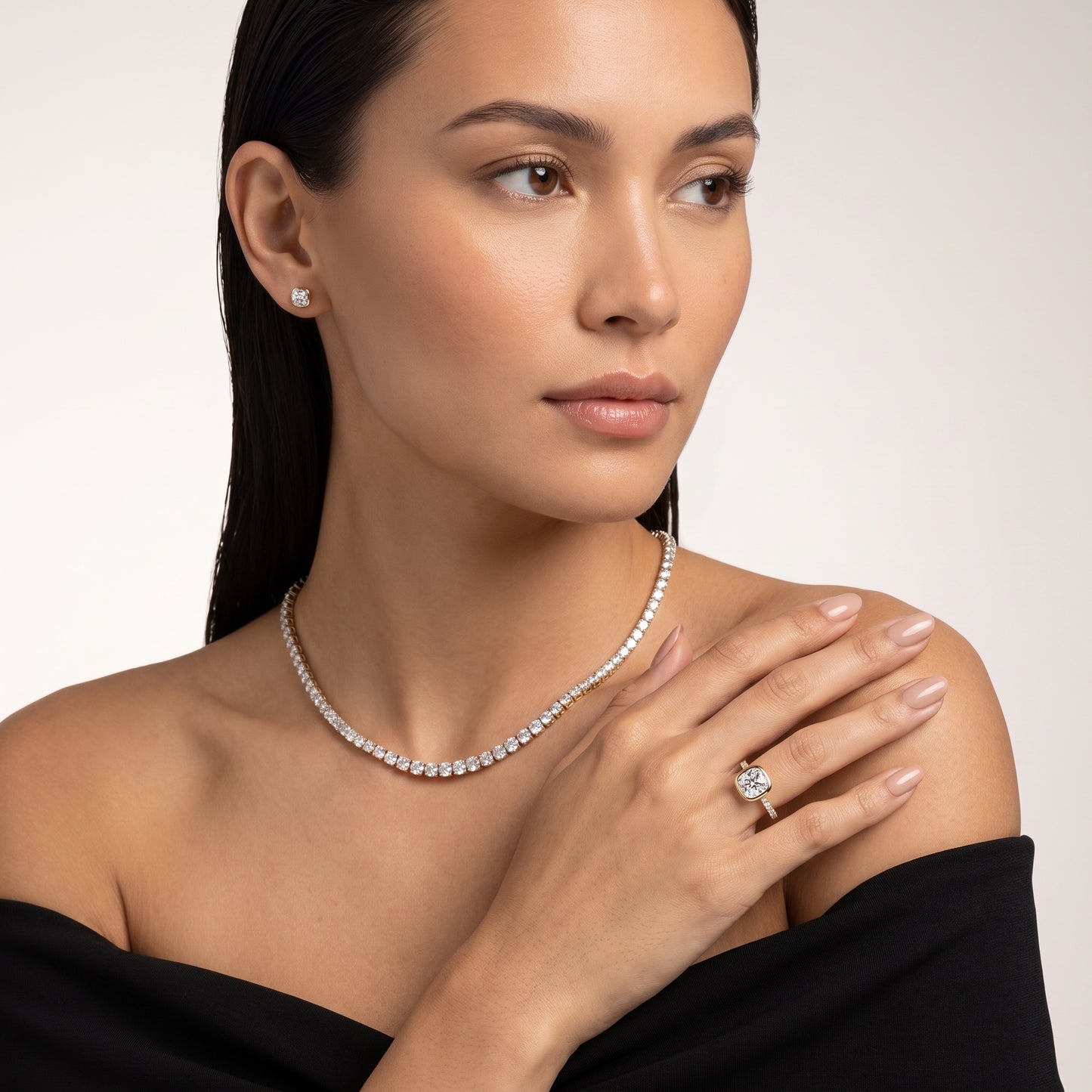 Ayla Bezel Bypass Cushion Diamond Ring in Yellow Gold - model.jpg