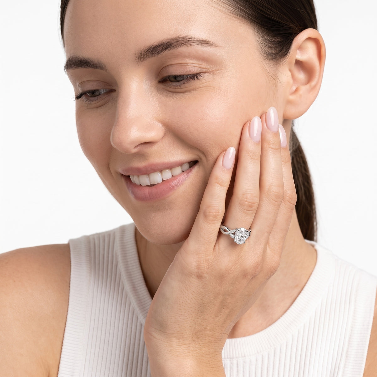 Luna Glow Twisted Oval Diamond Engagement Ring in White Gold - model.jpg
