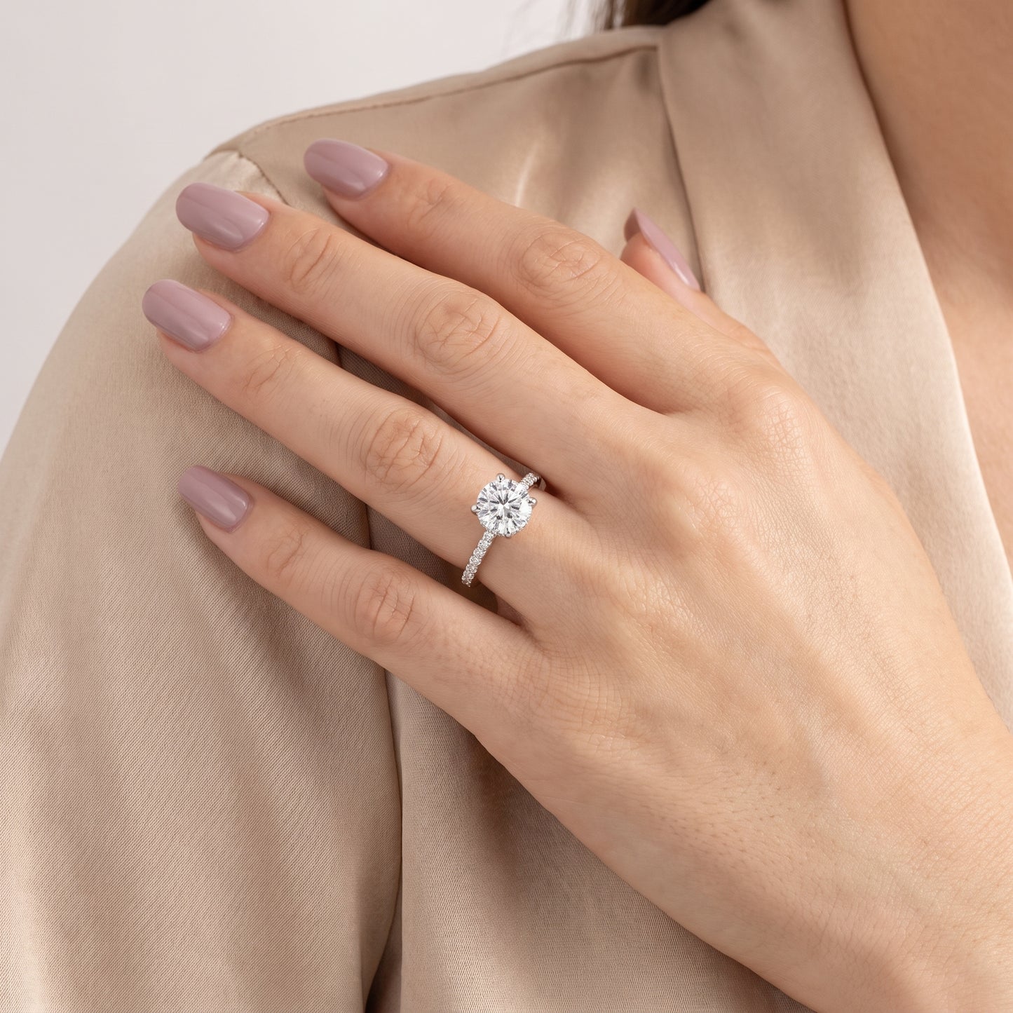 Maya Hidden Halo Pavé Round Diamond Engagement Ring in Platinum - model.jpg