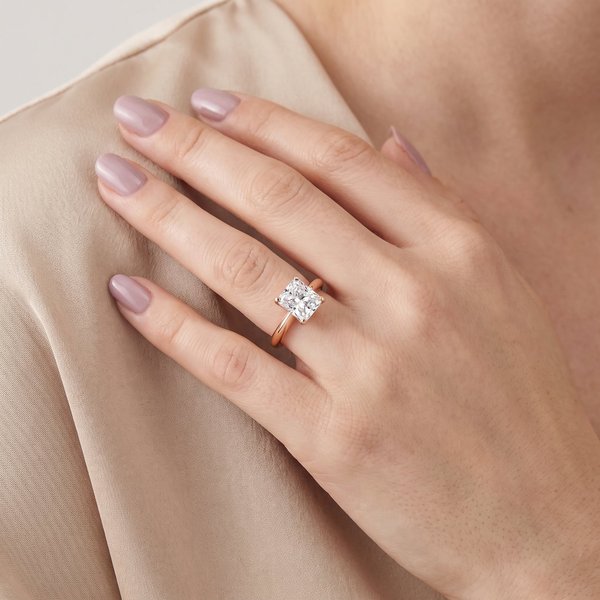 Amira Six-Prong Solitaire Radiant Diamond Engagement Ring in Rose Gold - model.jpg