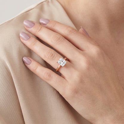 Amira Six-Prong Solitaire Radiant Diamond Engagement Ring in Rose Gold - model.jpg