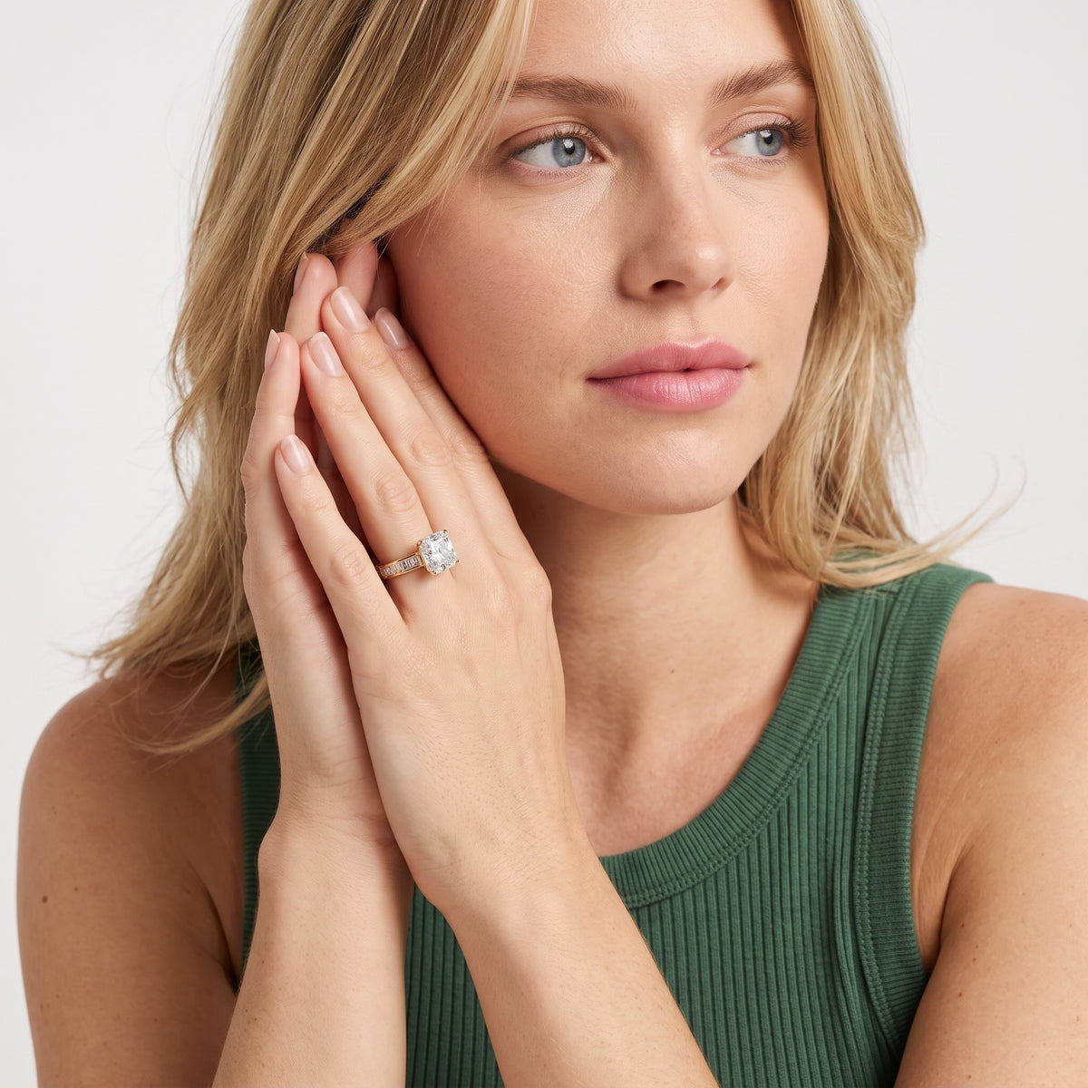 Medina Baguette Channel Set Cushion Diamond Engagement Ring in Yellow Gold - model.jpg