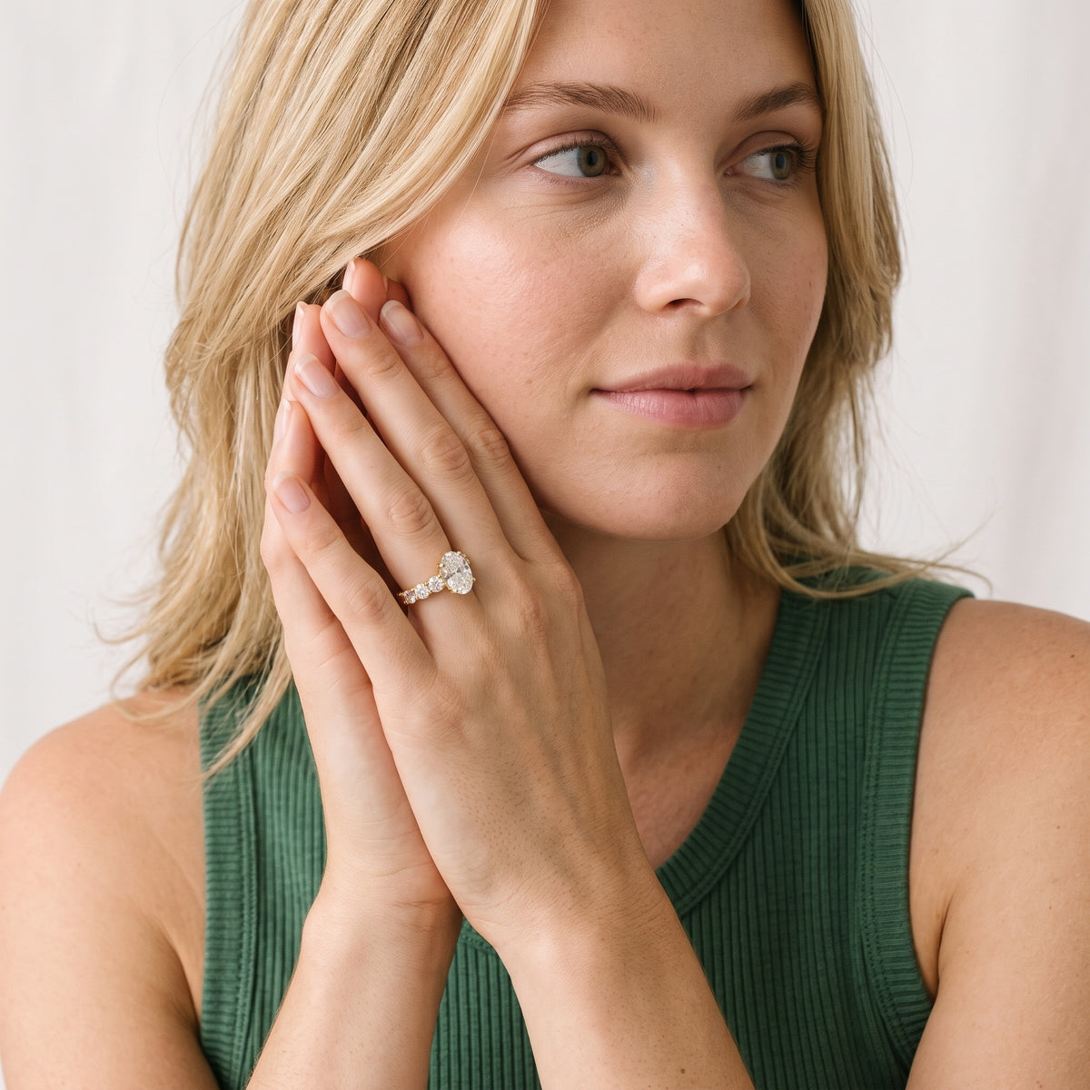 Lenora Scalloped Statement Oval Diamond Engagement Ring in White Gold - model.jpg