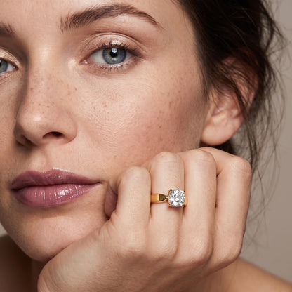 Talia Solitaire Twist Cushion Diamond Engagement Ring in Yellow Gold - model.jpg