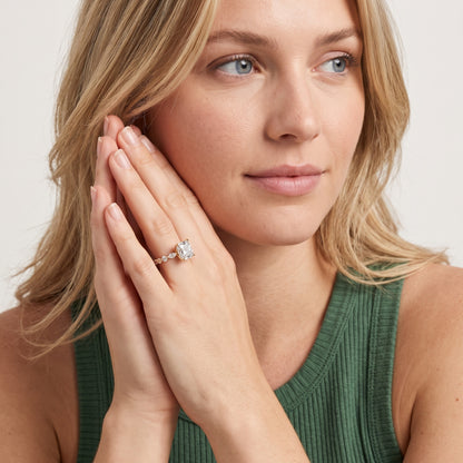 Lidia Leaf Garland Cushion Diamond Engagement Ring in Silver - model.jpg
