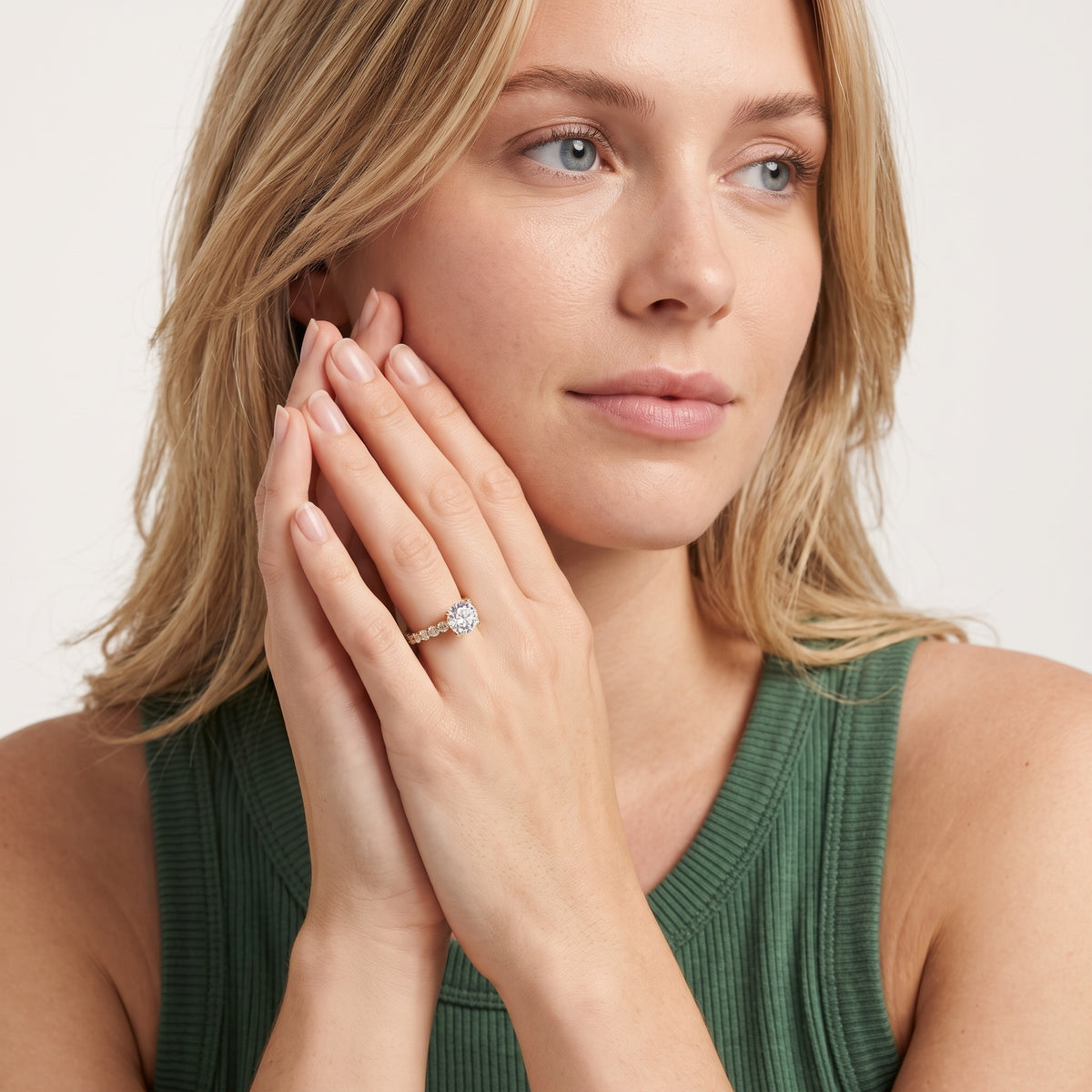 Heloise Statement Pavé Round Diamond Engagement Ring in Rose Gold - model.jpg