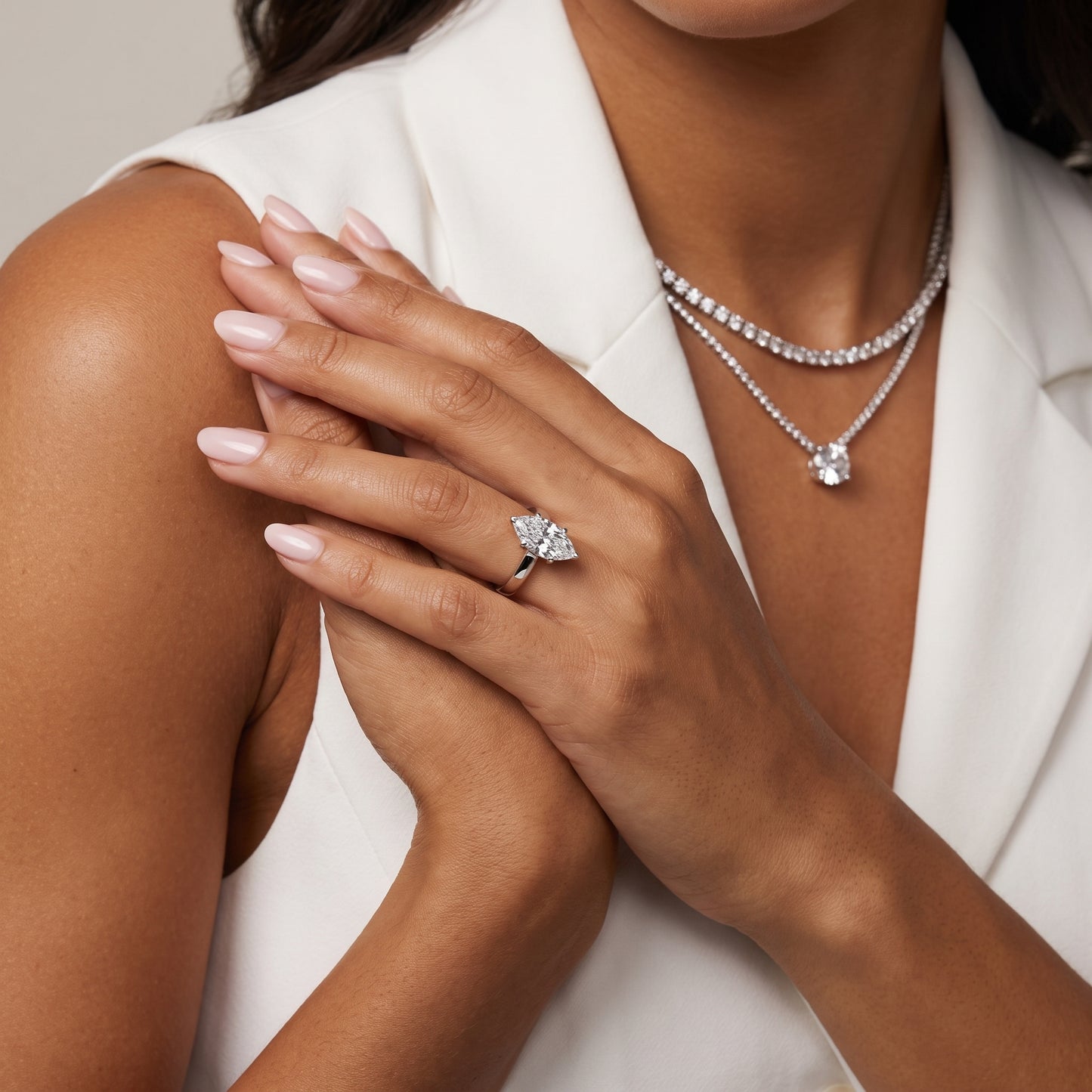 Delia Solitaire Marquise Diamond Engagement Ring in White Gold - model.jpg