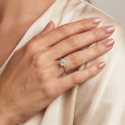 Iris Twist Round Diamond Engagement Ring in White Gold - model.jpg