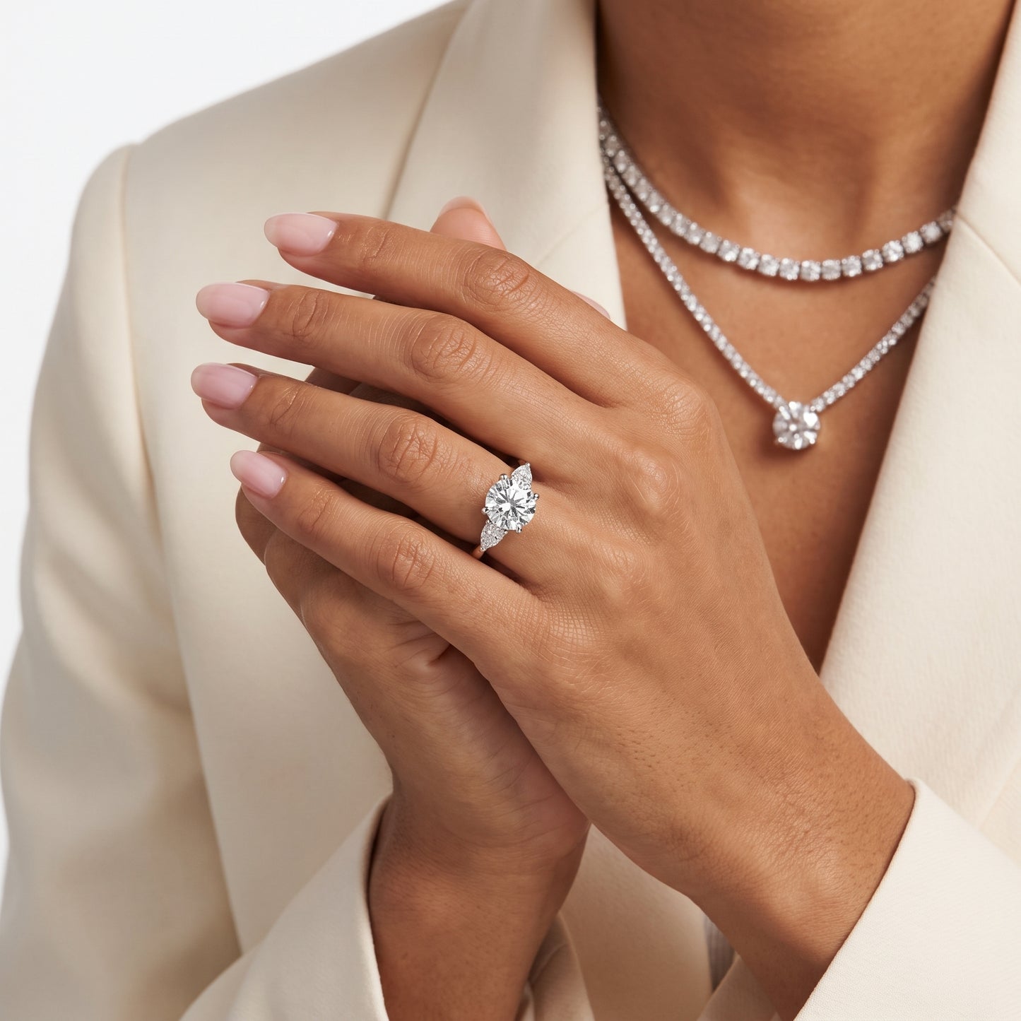 Faye Three-Stone Trellis Round Diamond Ring in Platinum - model.jpg