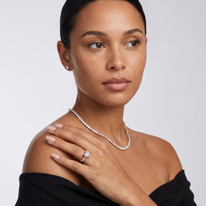Della Hidden Halo Pavé Heart Diamond Engagement Ring in Rose Gold - model.jpg
