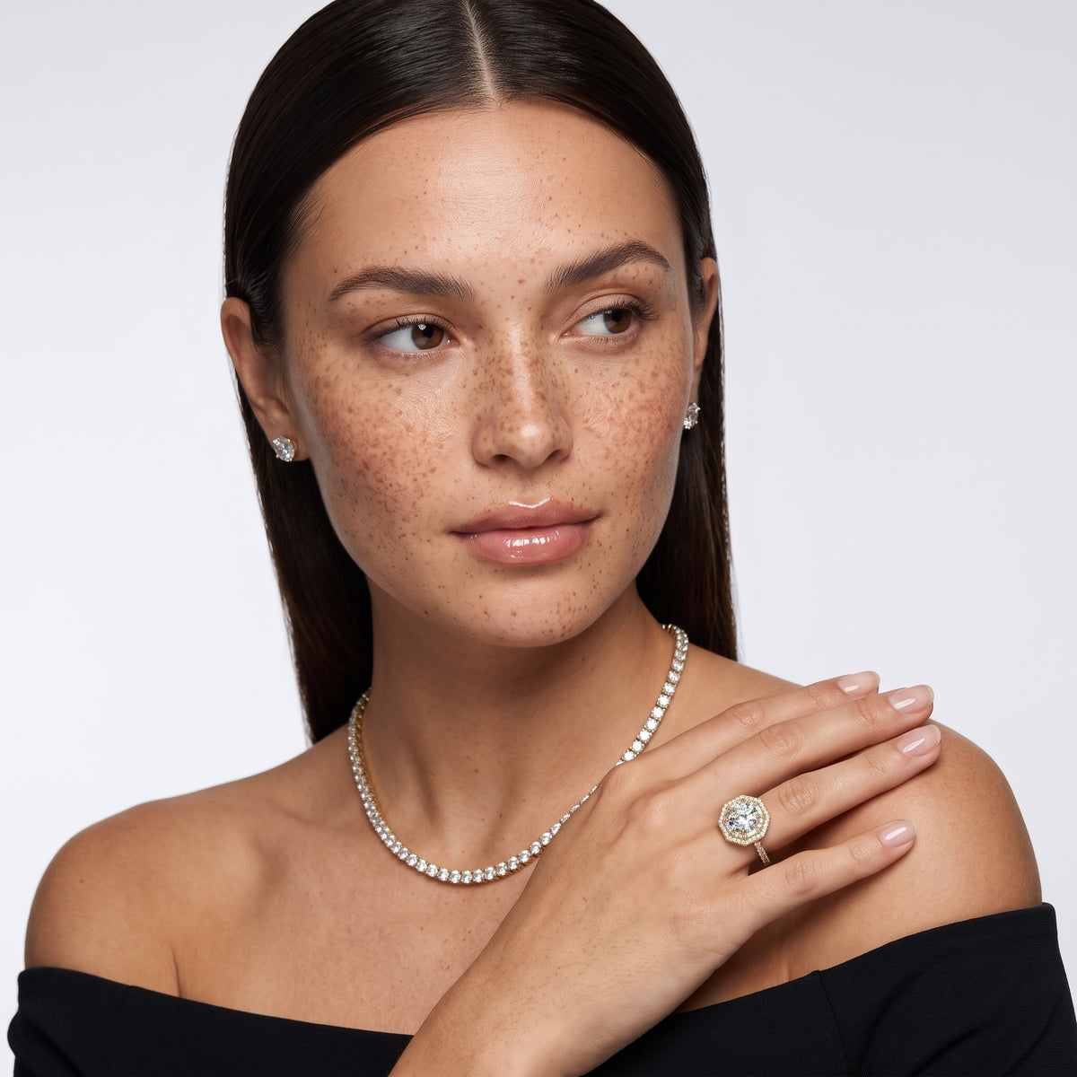 Janelle Double Halo Pavé Round Diamond Engagement Ring in White Gold - model.jpg