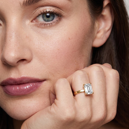 Delia Solitaire Emerald Diamond Engagement Ring in Yellow Gold - model.jpg