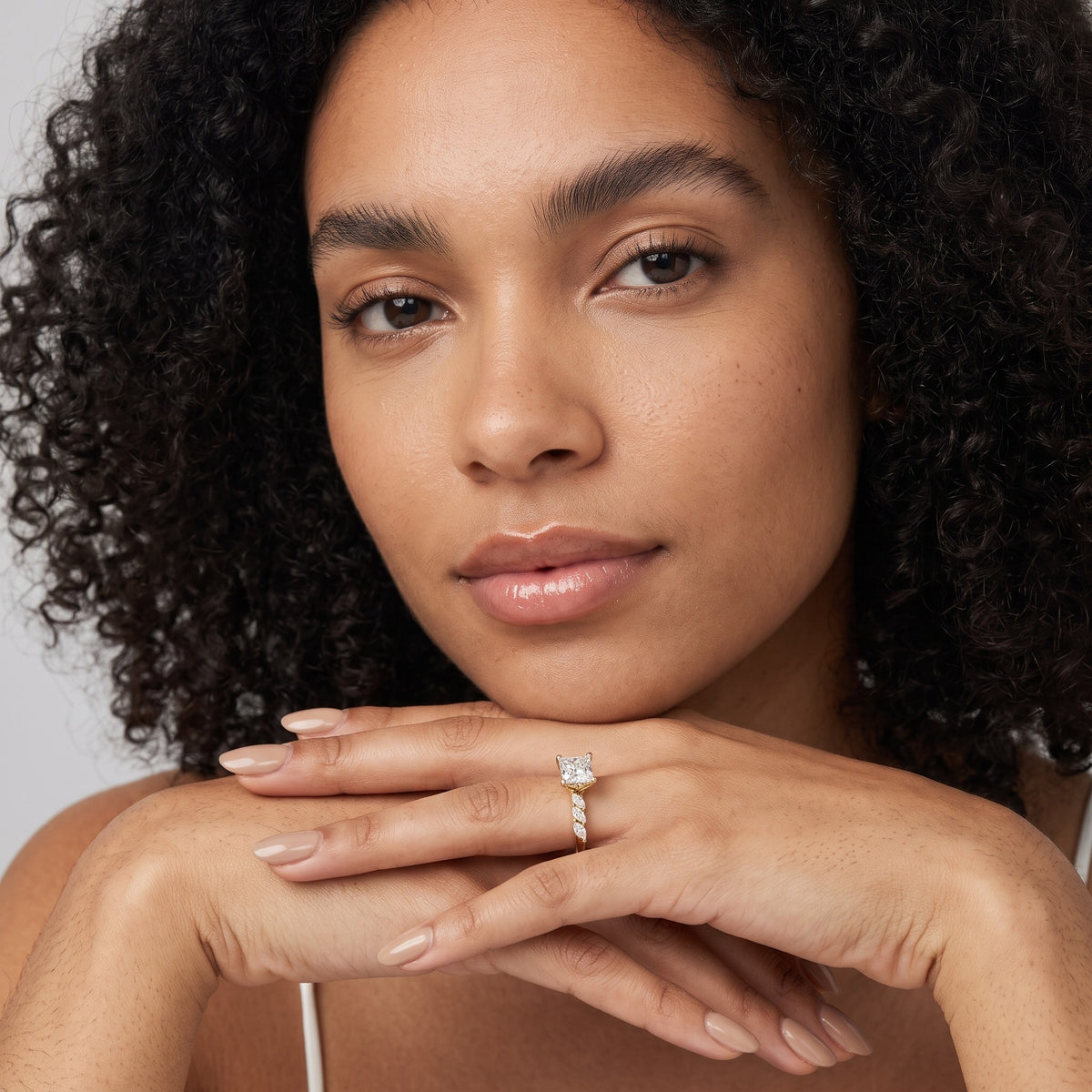 Joyce Marquise-Side Pavé Princess Diamond Engagement Ring in White Gold - model.jpg