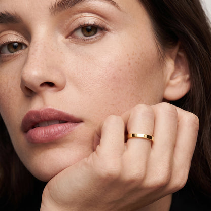Wren Classic Flat Wedding Band in Yellow Gold - model.jpg