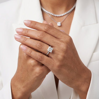 Lyla Petite Solitaire Princess Diamond Engagement Ring in White Gold - model.jpg