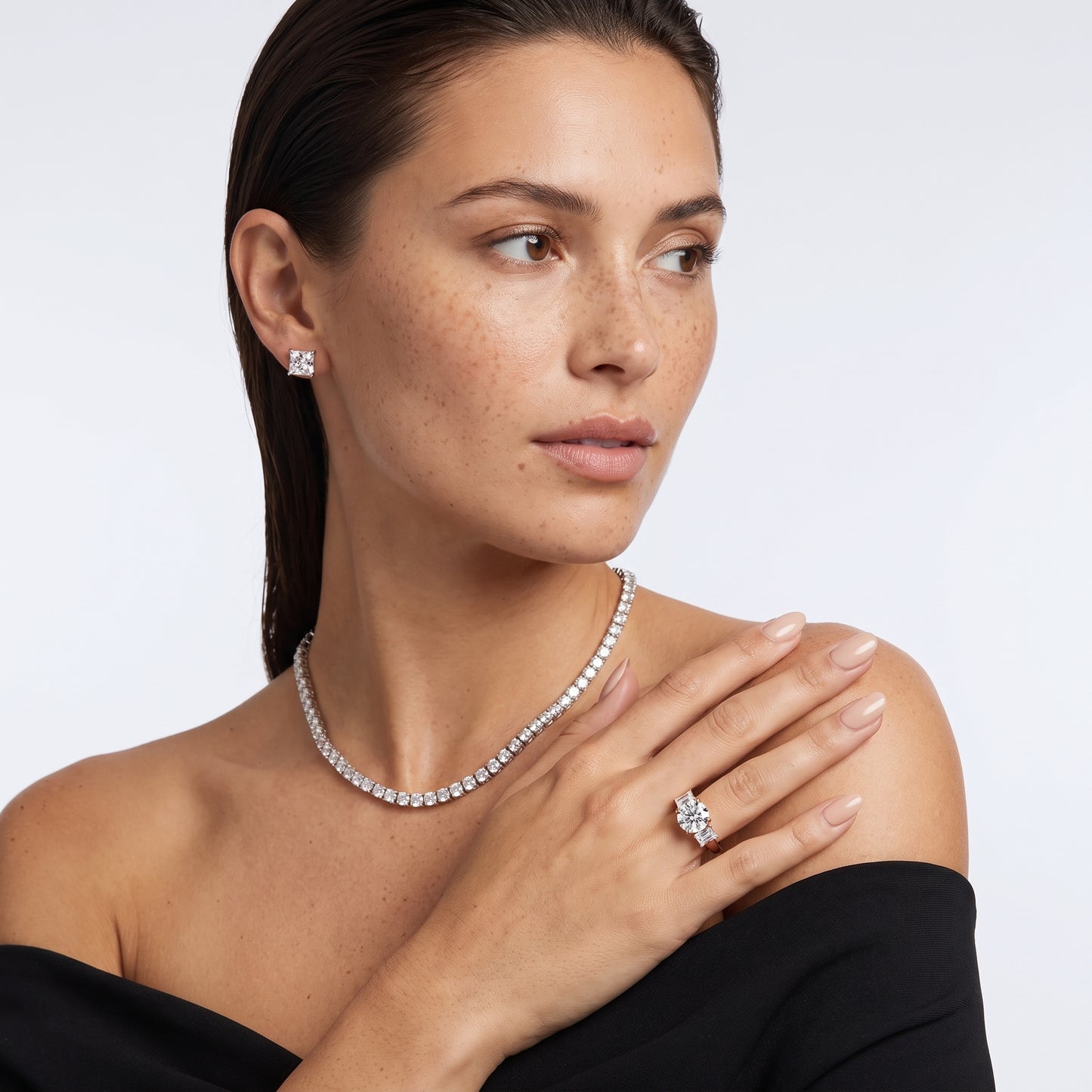 Zoe Three-Stone Round Diamond Ring in Rose Gold - model.jpg