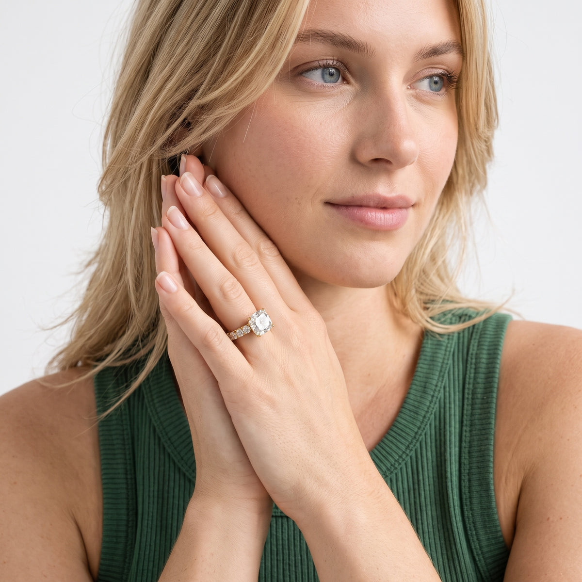 Alix Statement Pavé Cushion Diamond Engagement Ring in Rose Gold - model.jpg