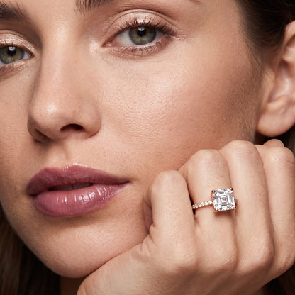 Rosie Solitaire Basket Asscher Diamond Engagement Ring in Rose Gold - model.jpg