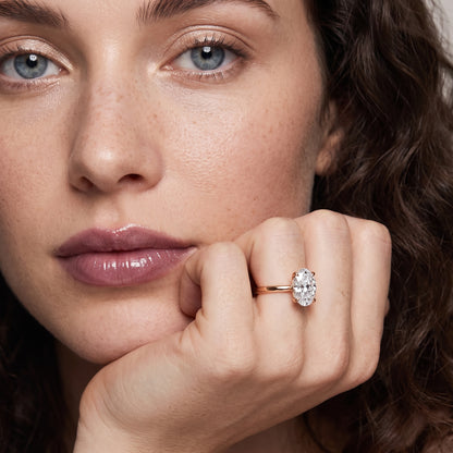 Lyla Petite Solitaire Oval Diamond Engagement Ring in Rose Gold - model.jpg