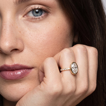 Cora Bezel Pavé Oval Diamond Ring in Yellow Gold - model.jpg