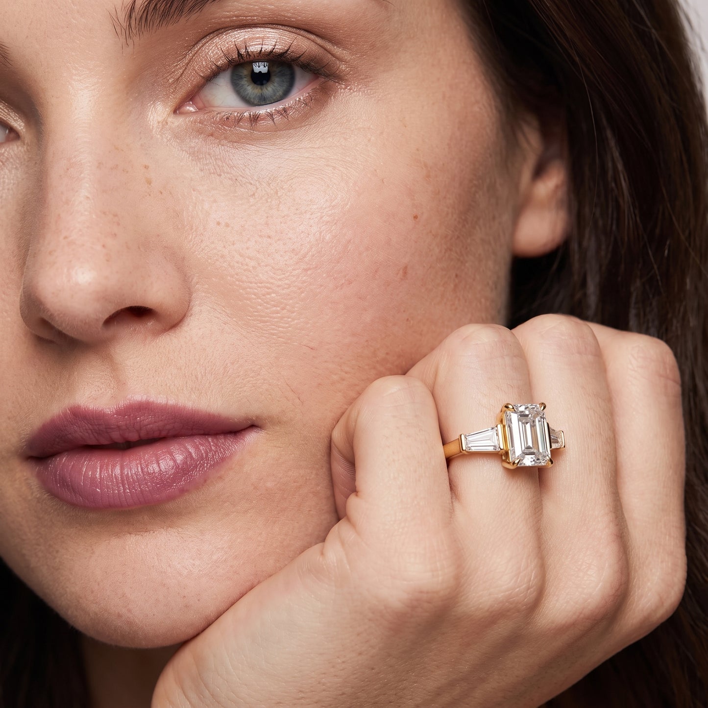 Layla Tapered Baguette Emerald Diamond Ring in Yellow Gold - model.jpg