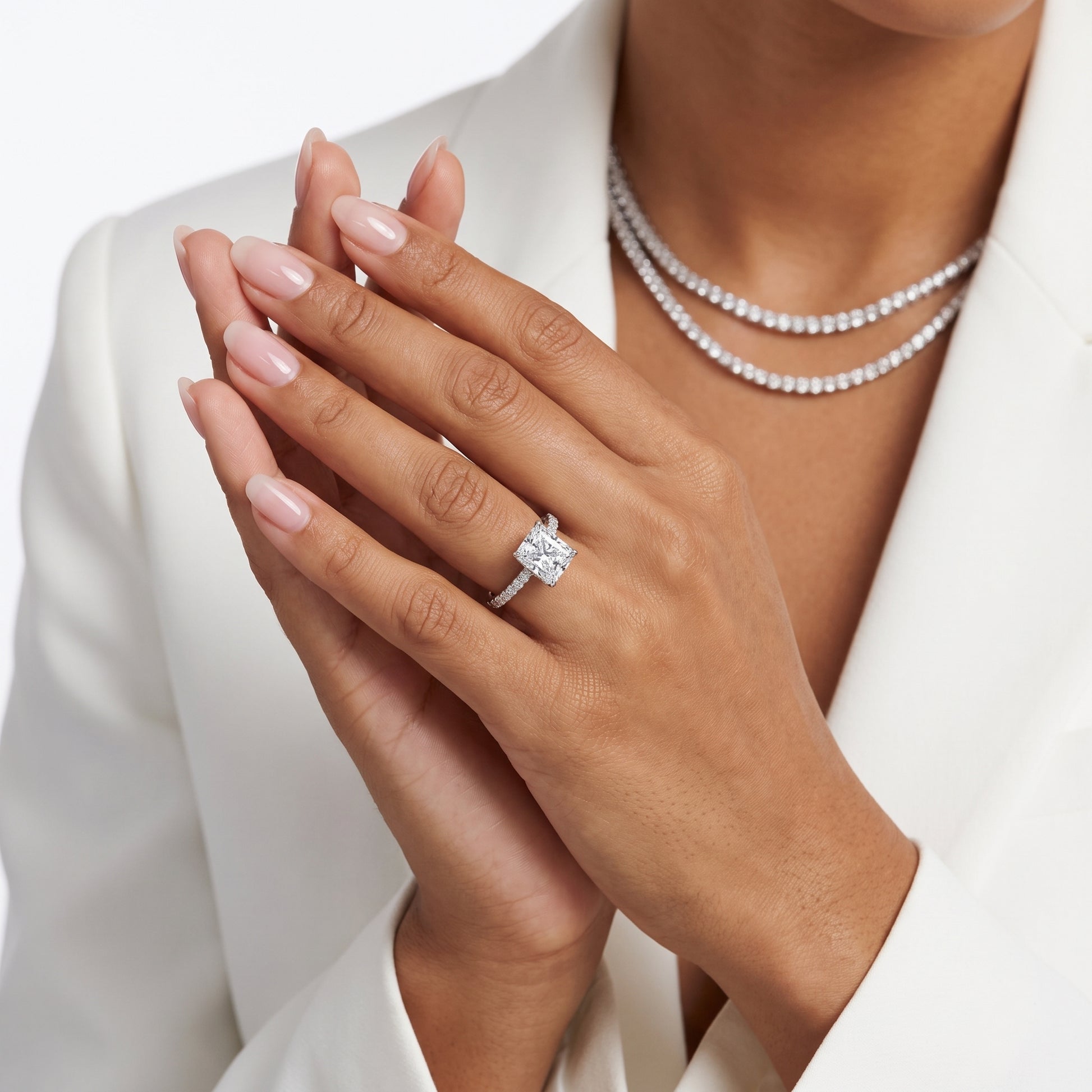 Thea Hidden Halo Pavé Radiant Diamond Engagement Ring in Platinum - model.jpg