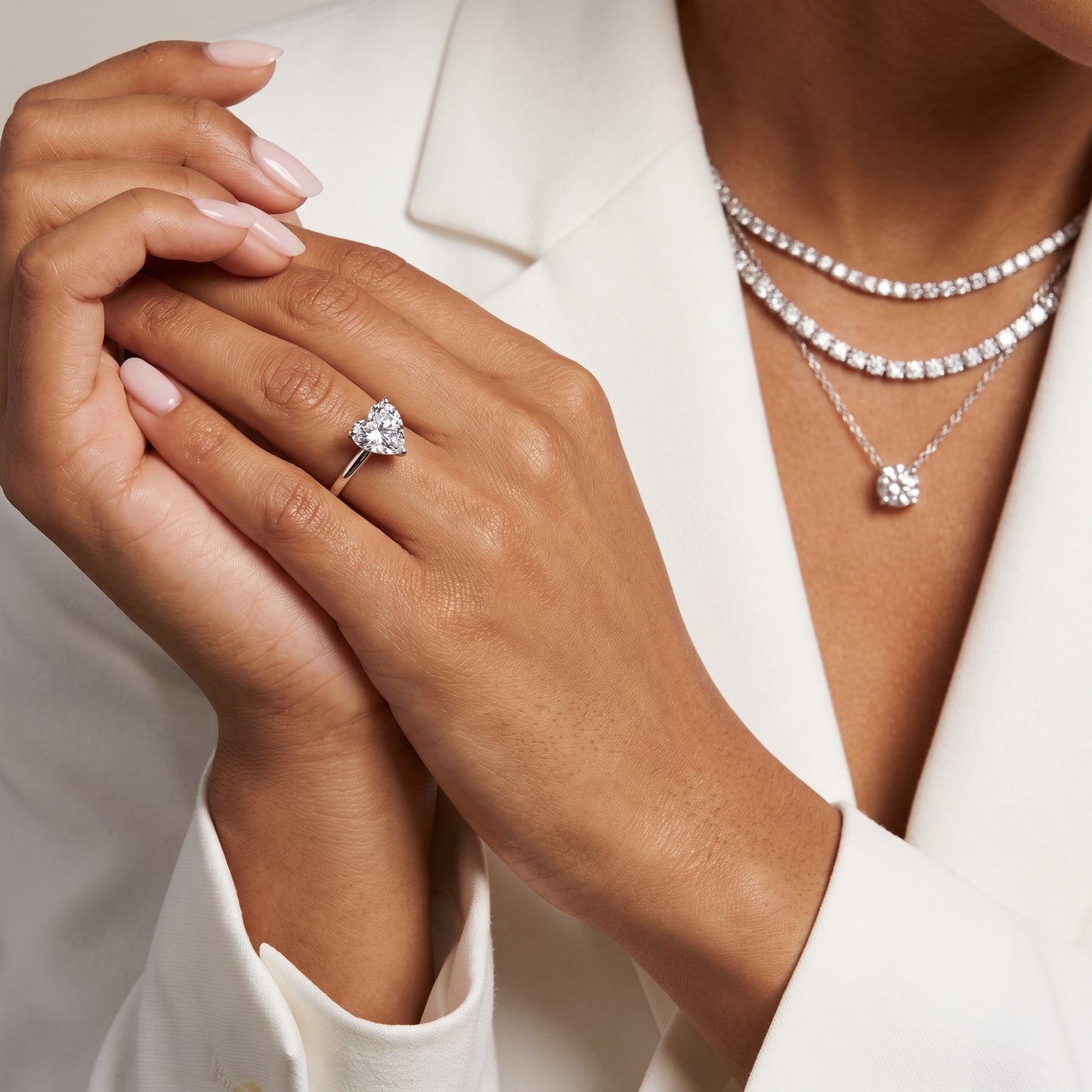 Wren Solitaire Heart Diamond Ring in Silver - model.jpg