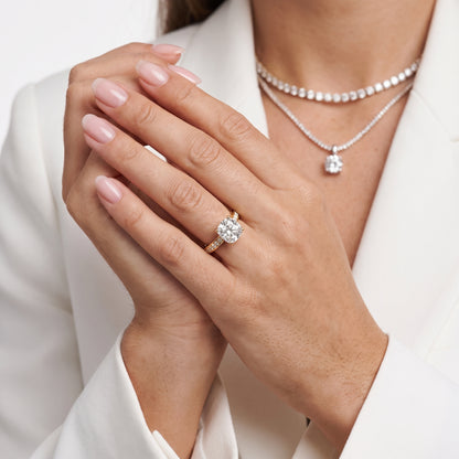 Rhea Sidestone Pavé Cushion Diamond Engagement Ring in Yellow Gold - model.jpg
