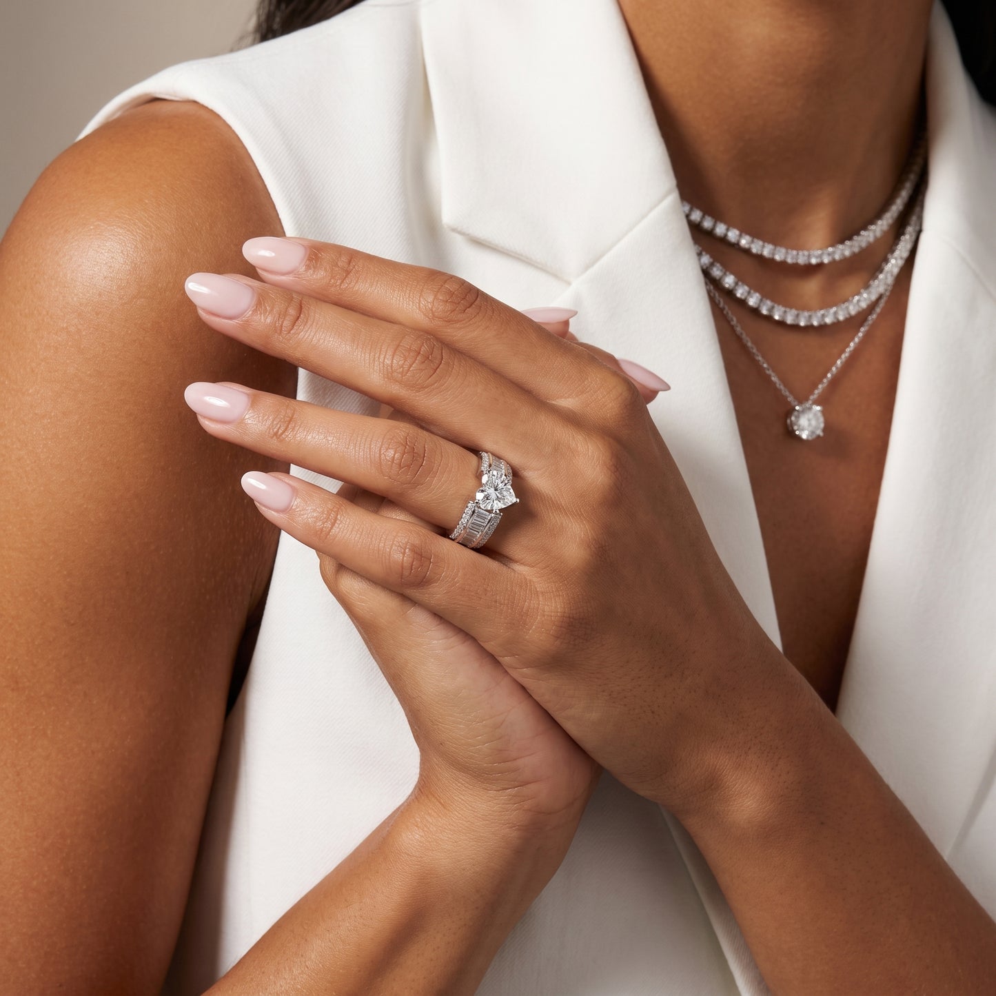 Halle Channel Set Baguette Accent Heart Diamond Engagement Ring in White Gold - model.jpg