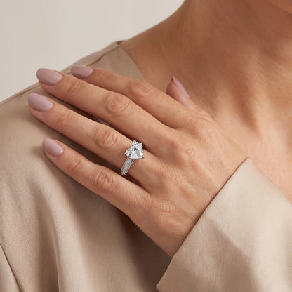 Indie Vintage Milgrain Heart Diamond Engagement Ring in White Gold - model.jpg