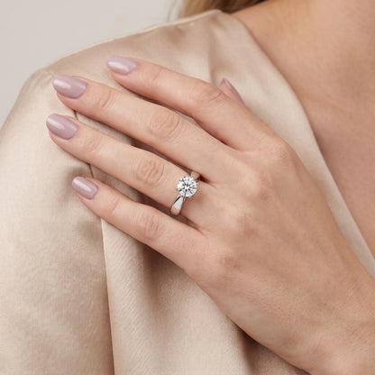 Talia Solitaire Twist Round Diamond Engagement Ring in Silver - model.jpg
