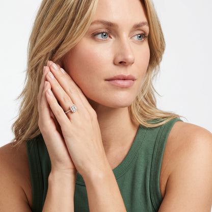 Willa Halo Micropavé Radiant Diamond Engagement Ring in Rose Gold - model.jpg