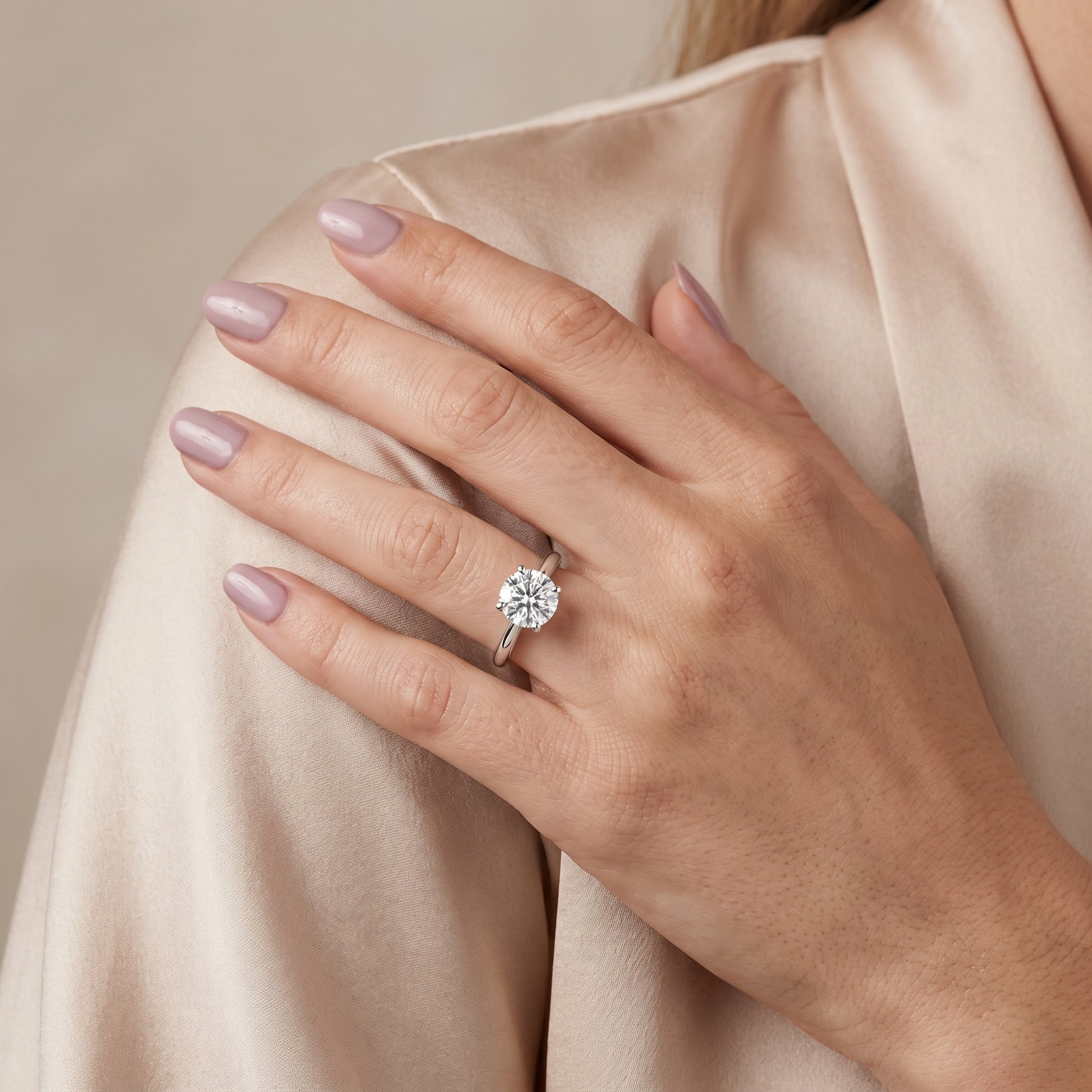 Wren Solitaire Round Diamond Ring in Silver - model.jpg