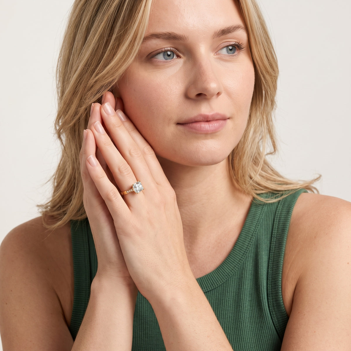 Minnie Flush-Set Cushion Diamond Engagement Ring in Yellow Gold - model.jpg