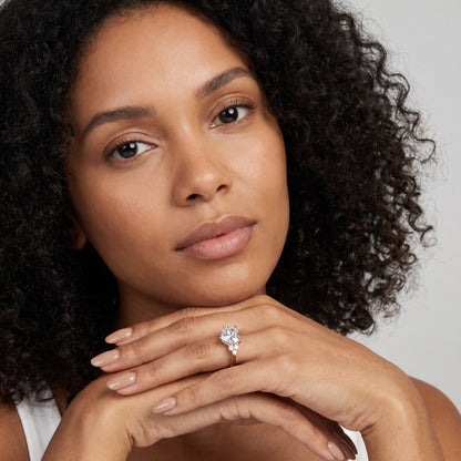 Anya Sidestone Cluster Heart Diamond Ring in Rose Gold - model.jpg
