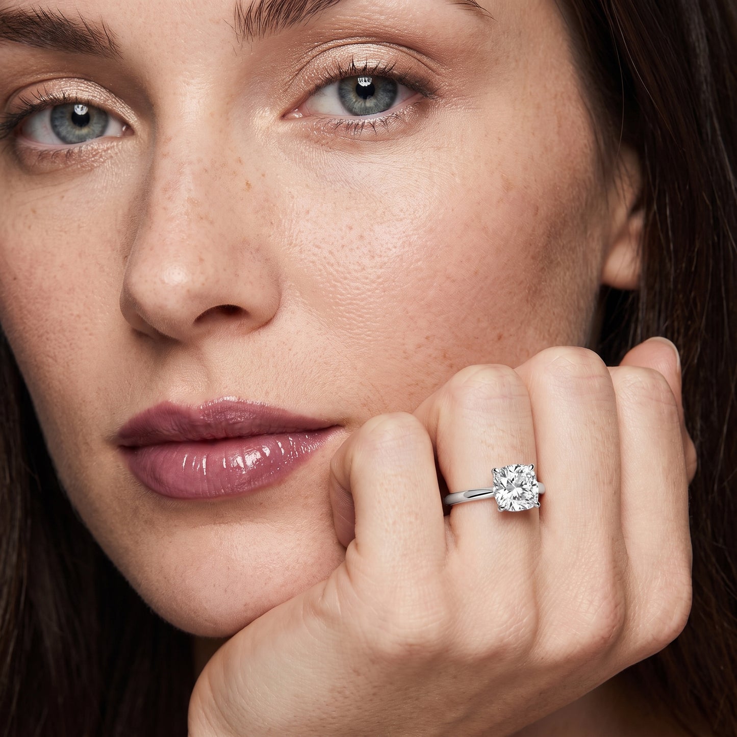 Lyla Petite Solitaire Cushion Diamond Engagement Ring in White Gold - model.jpg