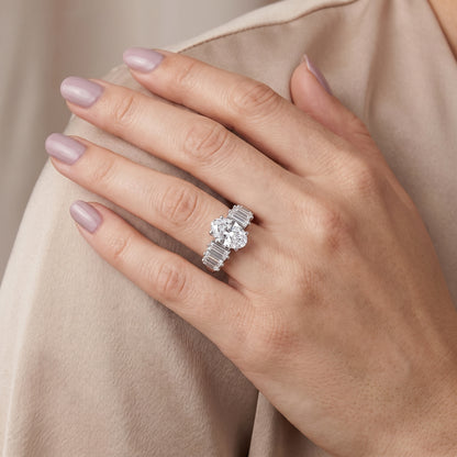 Mara Sidestone Baguette Accent Oval Diamond Engagement Ring in Platinum - model.jpg
