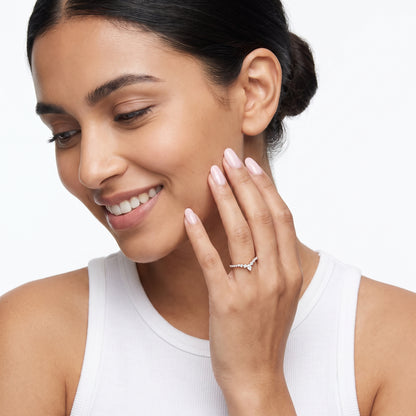 Priscilla Contour Pear & Round Diamond Stackable Ring in Rose Gold - model.jpg