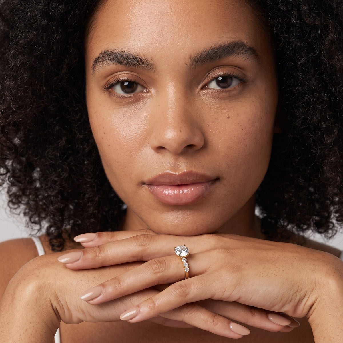 Vienna Floating Five-Stone Round Diamond Engagement Ring in Silver - model.jpg