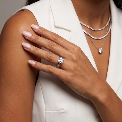 Scarlett Split Shank Pavé Asscher Diamond Ring in Silver - model.jpg