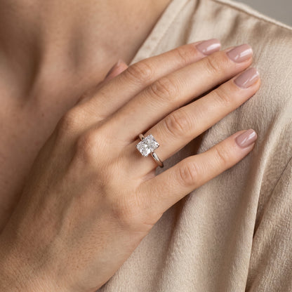 Serena Blossom Solitaire Radiant Diamond Engagement Ring in Platinum - model.jpg