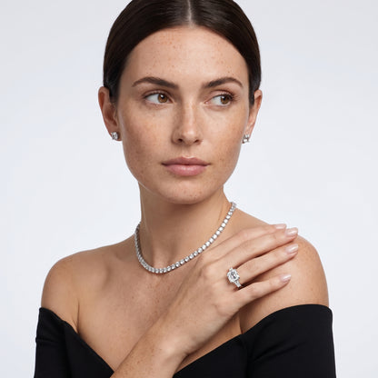 Layla Tapered Baguette Asscher Diamond Ring in Silver - model.jpg