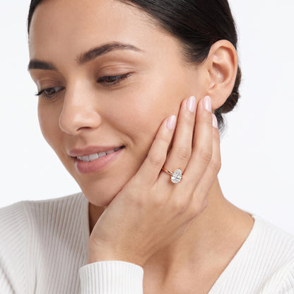 Amaya Hidden Halo Pear Diamond Ring in Rose Gold - model.jpg